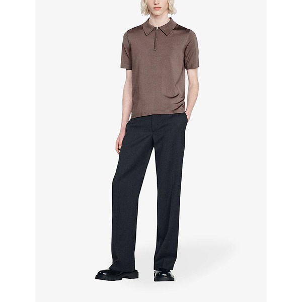 Zipped stretch-woven polo shirt