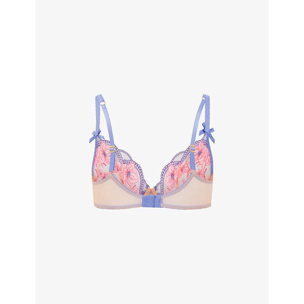 Winnette floral-lace underwired woven plunge bra