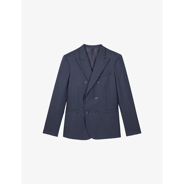 Peak-lapel double-breasted striped wool blazer