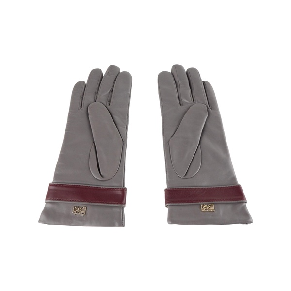 Cavalli Class Grey Lamb Leather Gloves