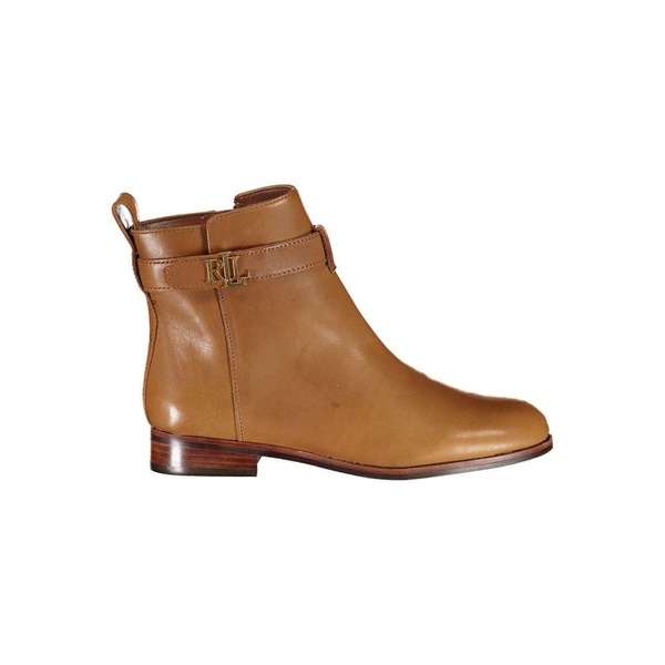 Brown Polyester Boots with Side Zip