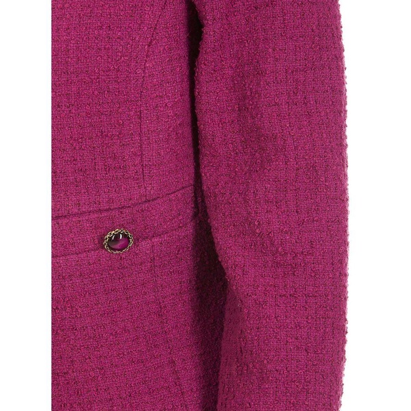 Fuchsia Cotton Blazer Double-Breasted Jacket