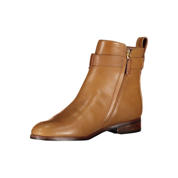 Brown Polyester Boots with Side Zip