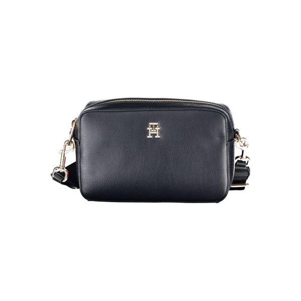 Blue Polyester Shoulder Bag with Adjustable Strap