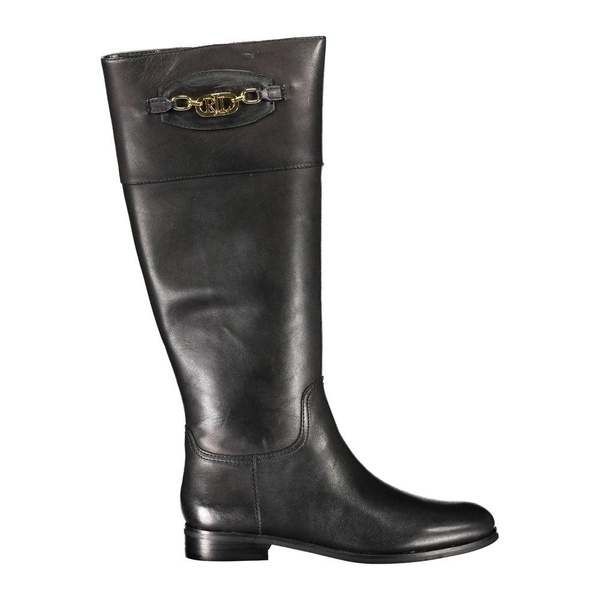 Black Polyester Boots with Zipper