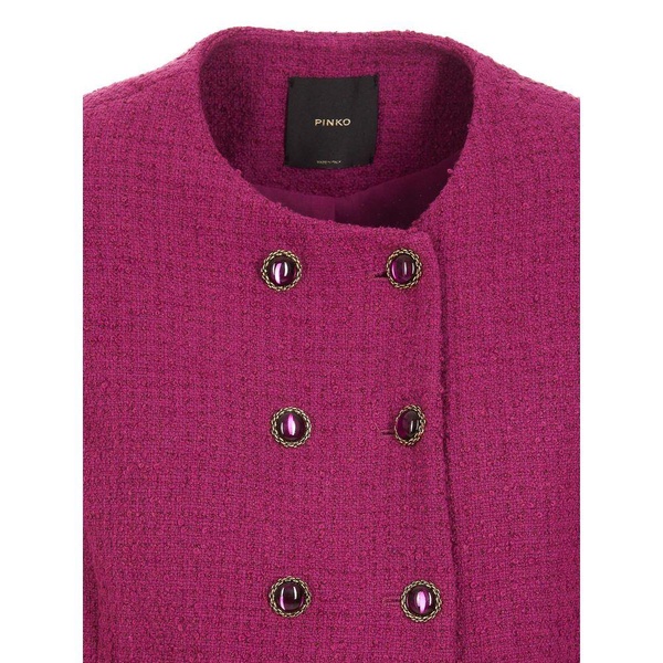 Fuchsia Cotton Blazer Double-Breasted Jacket