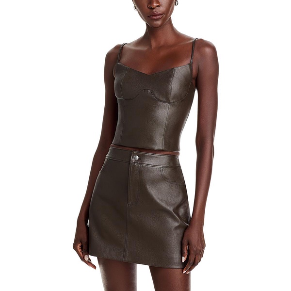 womens faux leather corset cropped