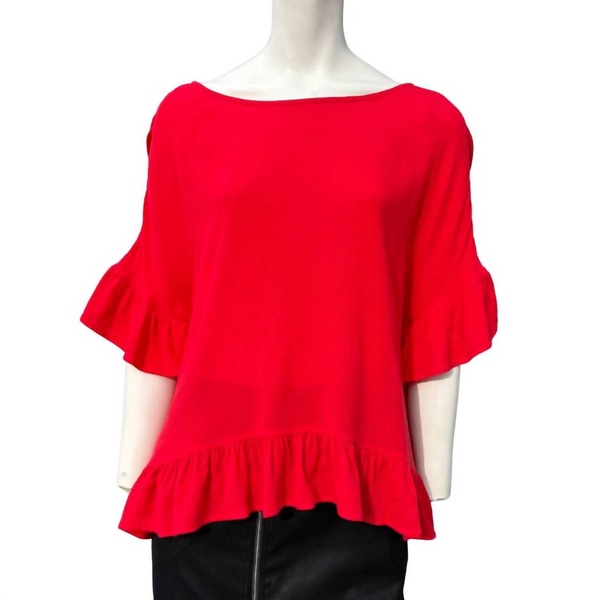 red flutter top