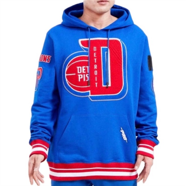 men's detroit pistons mash up hoodie in royal blue