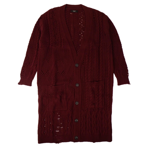 men's burgundy oversized multipoint cardigan sweater