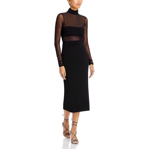 womens below knee mock neck midi dress