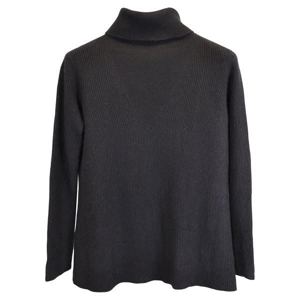 ribbed turtleneck sweater in black wool