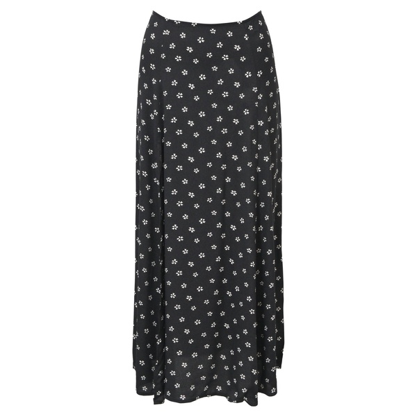 zoe floral-print midi skirt in black viscose