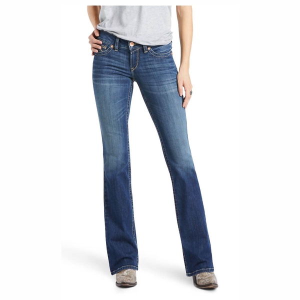 women's mid rise virginia arrow fit boot cut jean in blue topaz