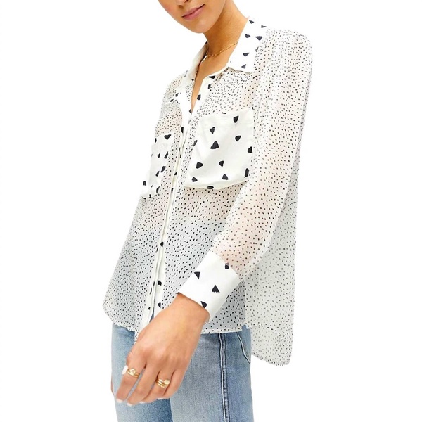 patch pocket blouse in black and white