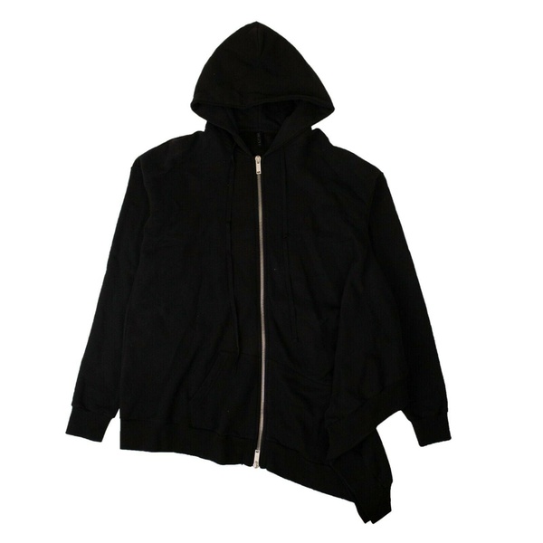 asymmetric drape hoodie - black