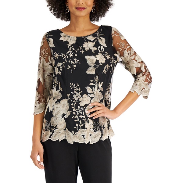 womens embroidered 3/4 sleeve blouse