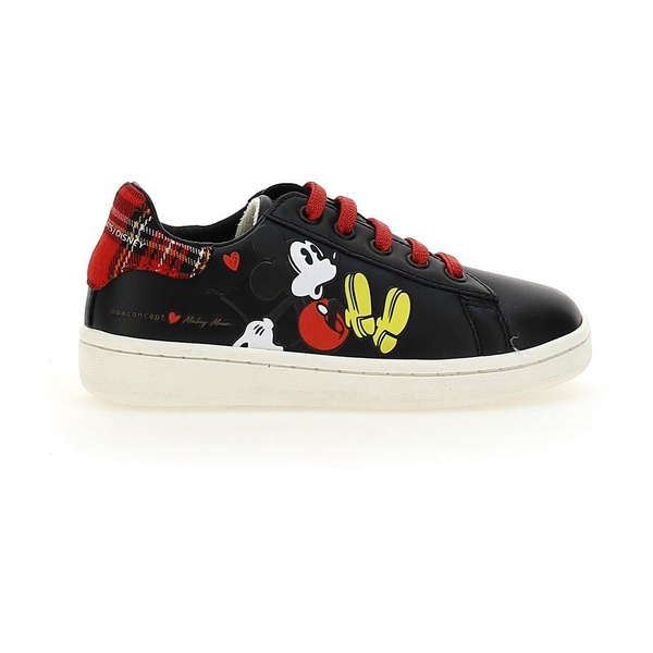 black mickey plaid tab sneakers