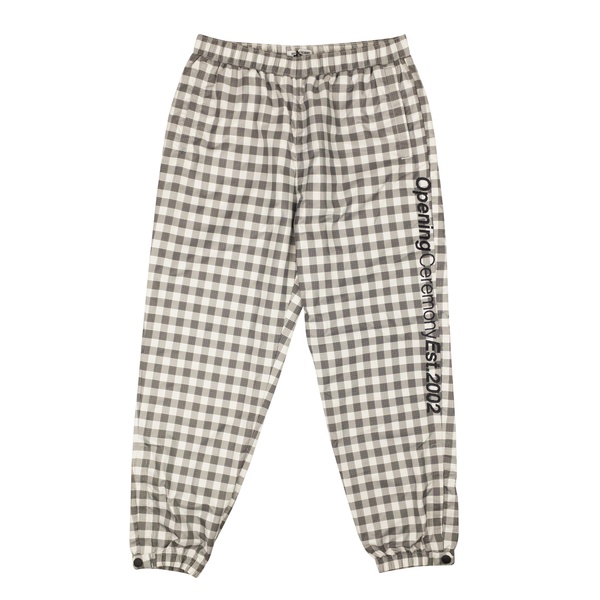 plaid nylon jog pant - black