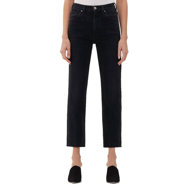 cropped straight jean in used black