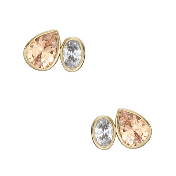 women's ear party champagne and clear crystal toi et moi stud earrings