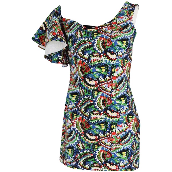 greta one shoulder mini dress in multicolor polyester