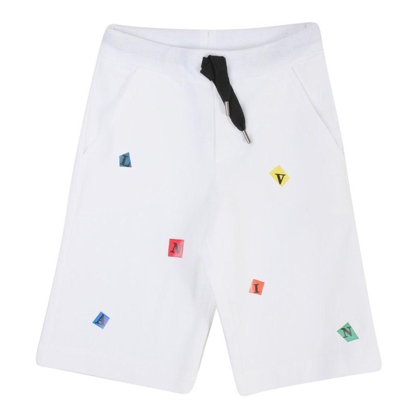 white shapes graphic shorts