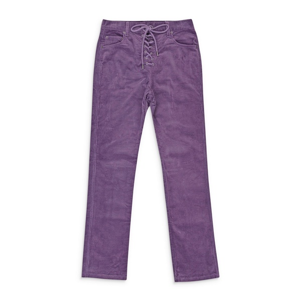 stretch curduroy purple lace-up jeans