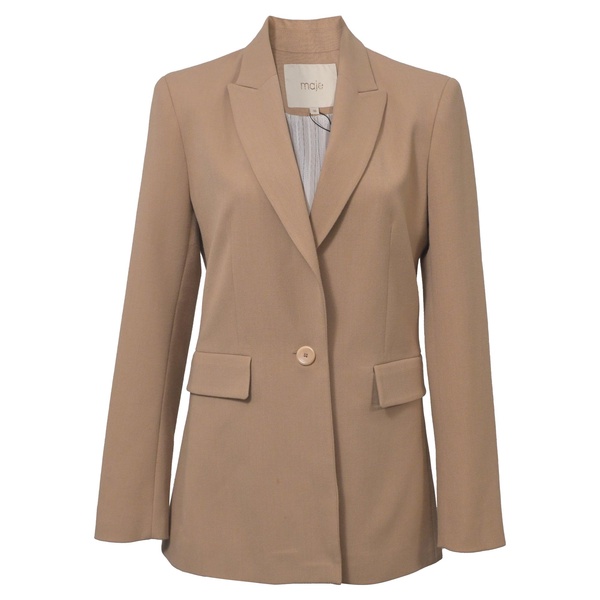 single breasted blazer in beige polyester