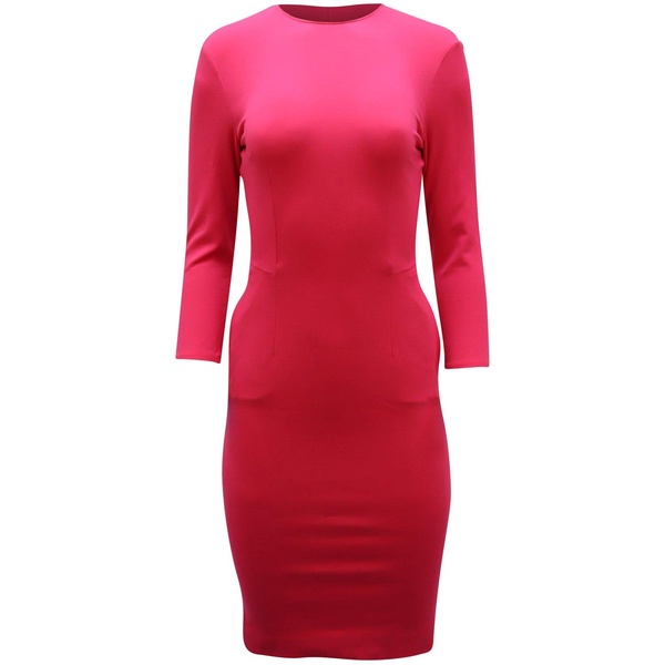 knit bodycon midi dress in pink viscose