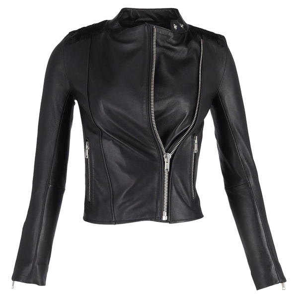 biker jacket in black lambskin leather