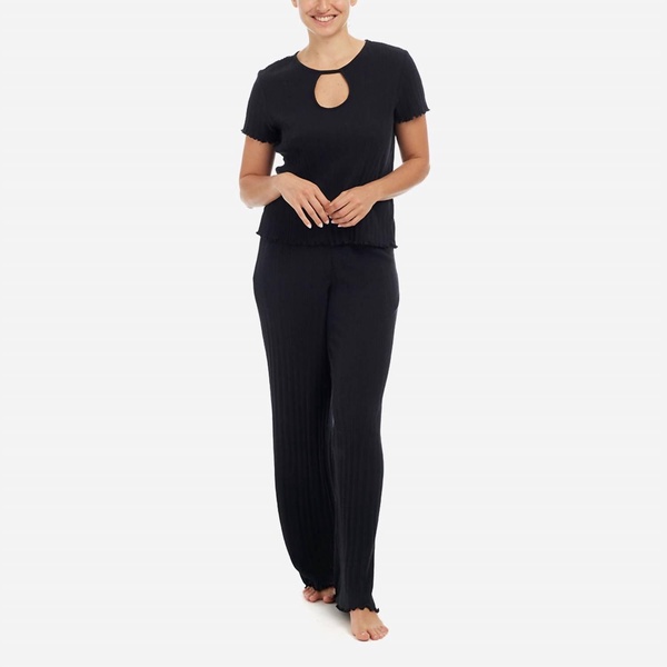 ravena pima cotton rib lounge set in black