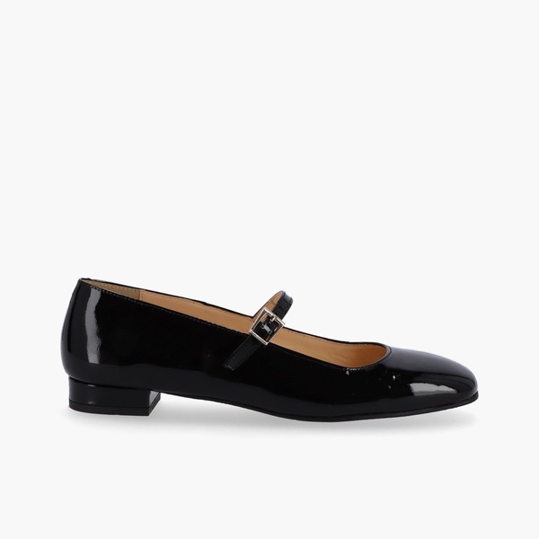 por do sol onix black leather ballet flats