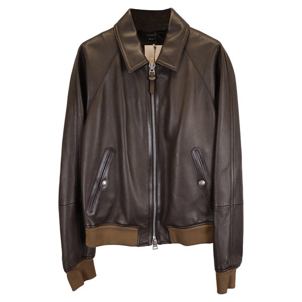 bomber jacket in brown leather