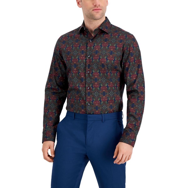 mens printed cotton stretch button-down shirt