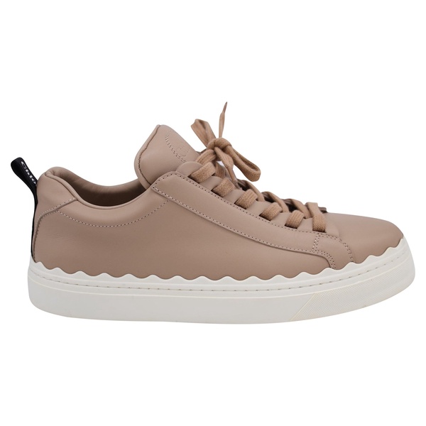 lauren scalloped trainers in beige leather