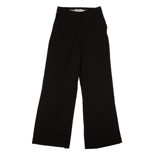 black polyester side slit straight pants