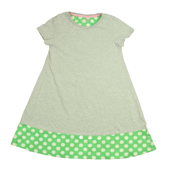 girls gray | green polka dots dress