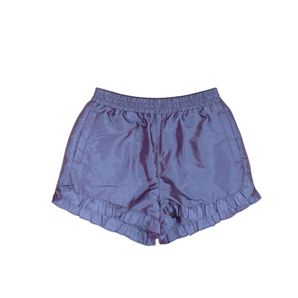 blue ruffle nylon shorts