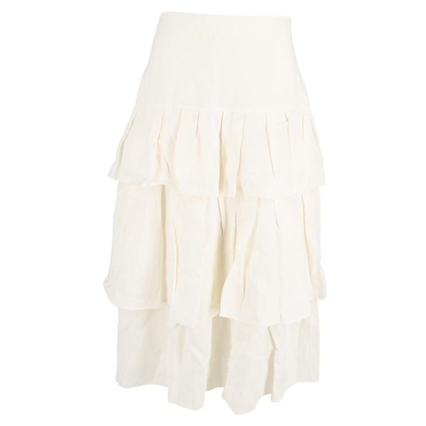 midi tier ruffle skirt in white linen