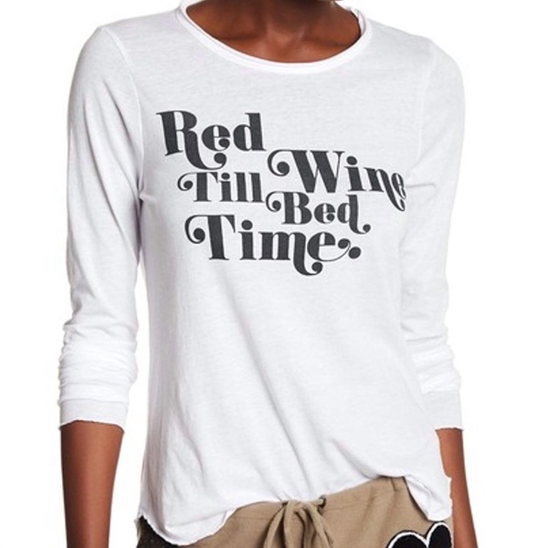 red wine til bed time tee in white