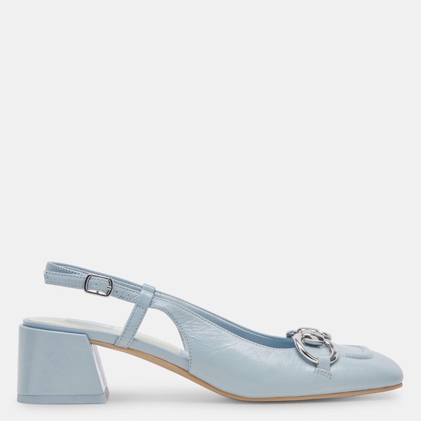 melli heels sky blue crinkle patent