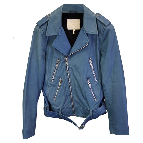 biker jacket in blue leather