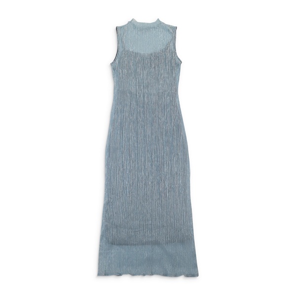 pleated lurex light?blue tank dress