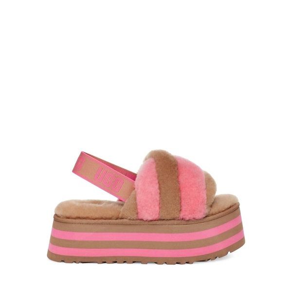 women's disco stripe slide in chestnut/pink rose