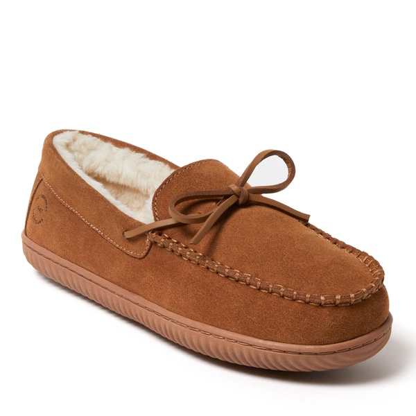 men's douglas genuine suede moccasin slipper with tie