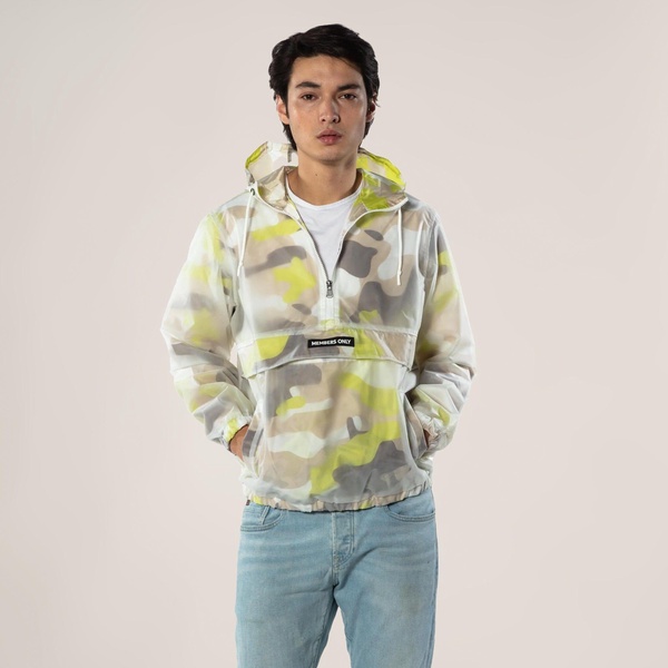 men's translucent camo print popover jacket