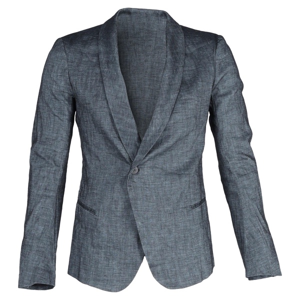 shawl collar single-breasted blazer in grey linen