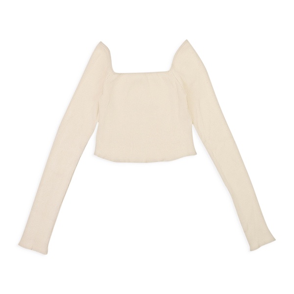 square neck cream crop top