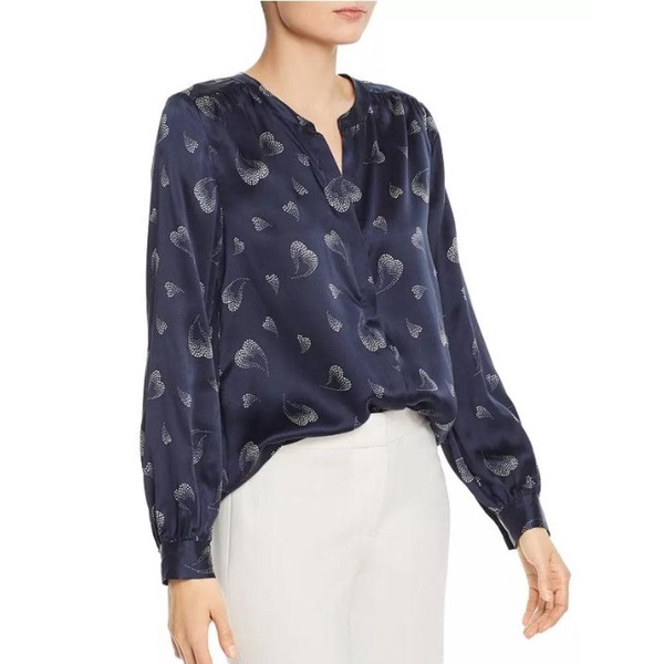 women's mintee midnight silk blouse with heart print